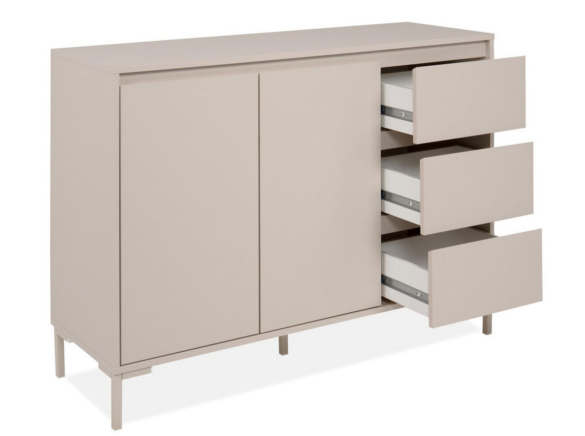 KOMMODE , 120/87/40 cm, 3 Schublade(n)  - Kaschmir, Design, Holzwerkstoff/Metall (120/87/40cm) - MID.YOU