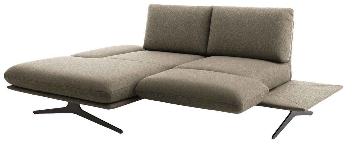 ECKSOFA  in Flachgewebe Hellbraun  155/234 cm  - Hellbraun/Schwarz, Design, Textil/Metall (155/234cm) - Dieter Knoll