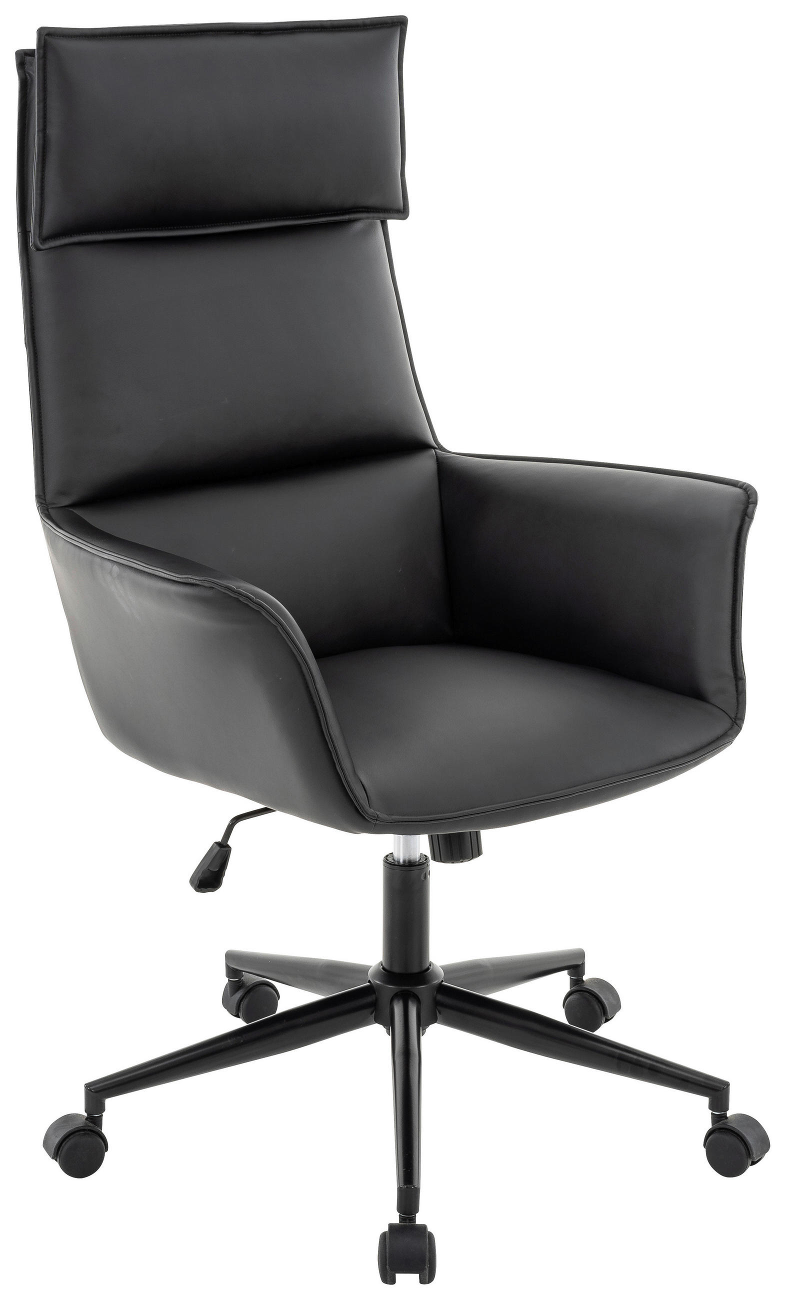 DREHSTUHL Lederlook Schwarz  - Schwarz, MODERN, Kunststoff/Textil (67/111-121/65cm) - Novel