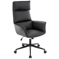 DREHSTUHL Lederlook Schwarz  - Schwarz, Modern, Kunststoff/Textil (67/111-121/65cm) - Novel