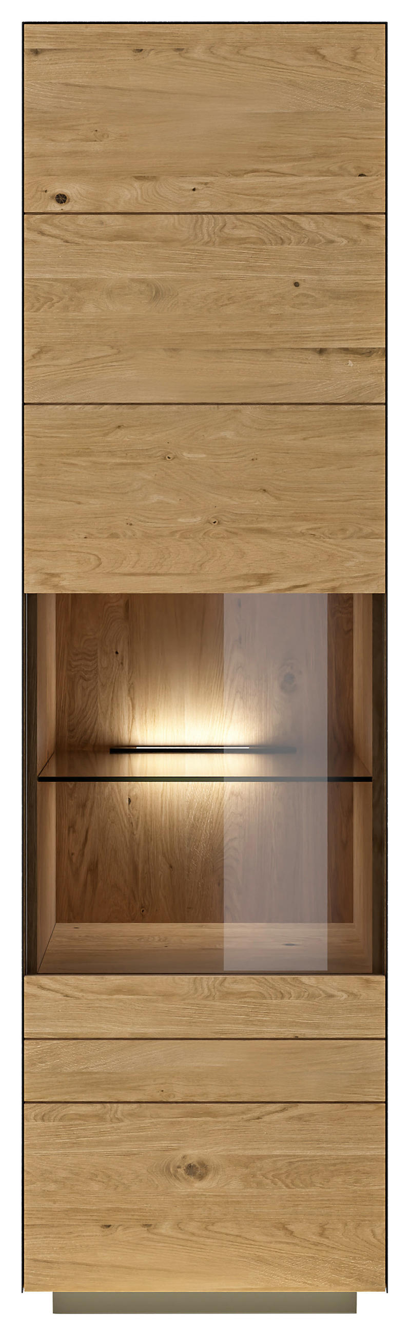 VITRINE Celika Wildeiche, Anthrazit  56/200/40 cm  - Wildeiche/Anthrazit, Natur, Glas/Holz (56/200/40cm) - Dieter Knoll