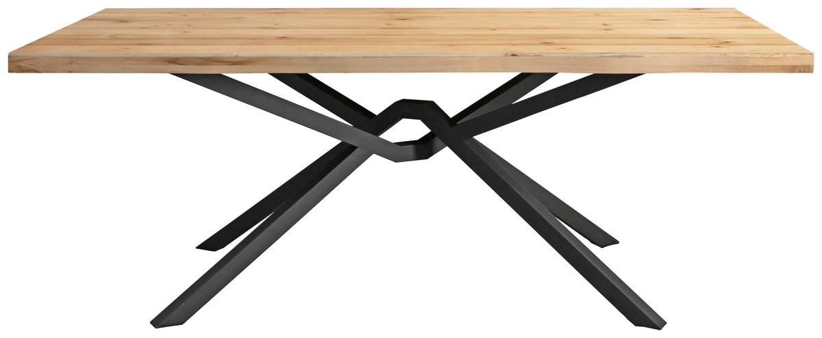 ESSTISCH 200/100/76 cm Echtholz  Holz, Metall rechteckig Eichefarben, Schwarz  - Eichefarben/Schwarz, LIFESTYLE, Holz/Metall (200/100/76cm) - Landscape