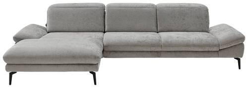 ECKSOFA Grau Chenille - Schwarz/Grau, Design, Textil/Metall (188/319cm) - Beldomo System