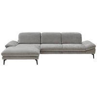 ECKSOFA in Chenille Grau  - Schwarz/Grau, Design, Textil/Metall (188/319cm) - Beldomo System