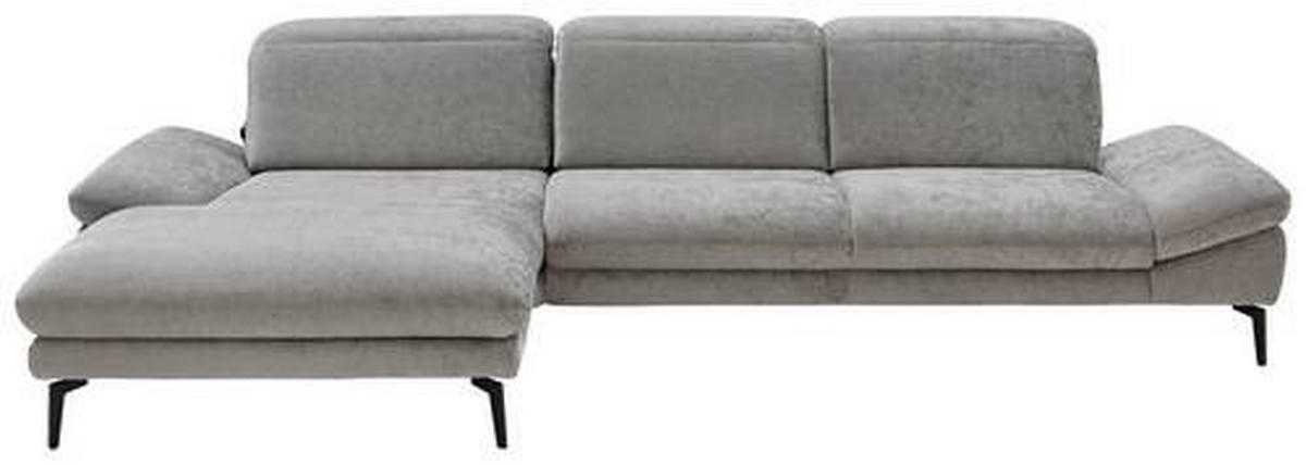 ECKSOFA in Chenille Grau  - Schwarz/Grau, Design, Textil/Metall (188/319cm) - Beldomo System