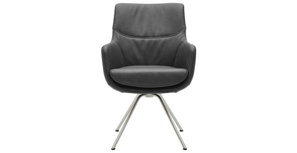 ARMLEHNSTUHL in - Edelstahlfarben/Schwarz, Design (60/90/61cm) - Dieter Knoll