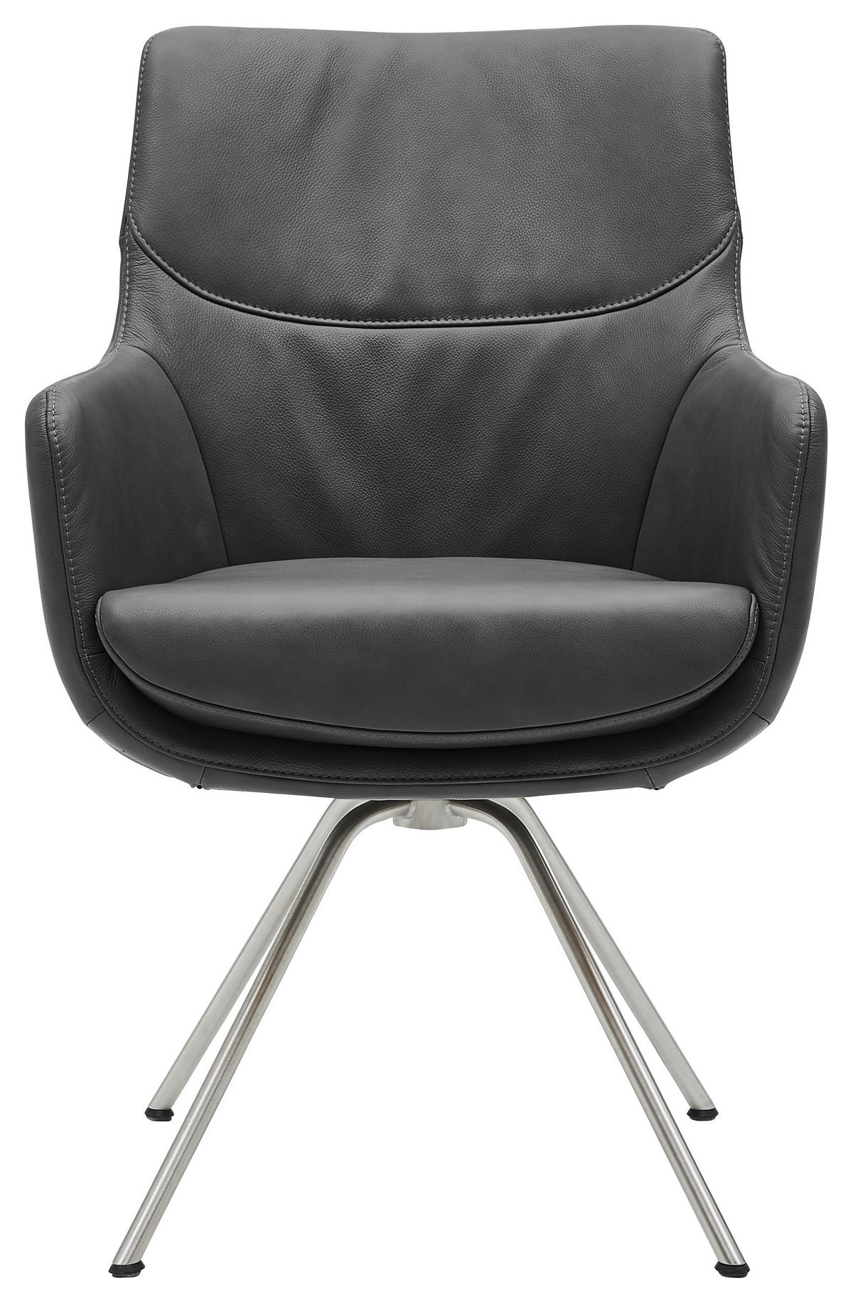 ARMLEHNSTUHL  in  - Edelstahlfarben/Schwarz, Design (60/90/61cm) - Dieter Knoll