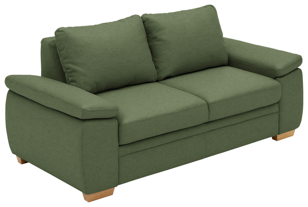 SCHLAFSOFA Chenille Grün  - Eiche Bianco/Grün, KONVENTIONELL, Holz/Textil (166/90/100cm) - Beldomo Style