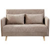 SCHLAFSOFA Webstoff Hellbraun  - Hellbraun/Eichefarben, LIFESTYLE, Holz/Textil (132/81/90cm) - MID.YOU