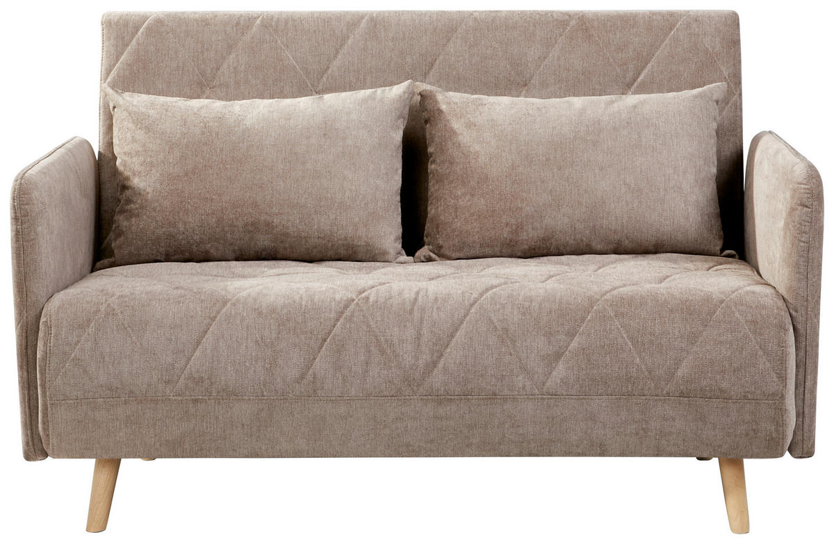 SCHLAFSOFA in Textil Hellbraun  - Hellbraun/Eichefarben, Lifestyle, Holz/Textil (132/81/90cm) - MID.YOU