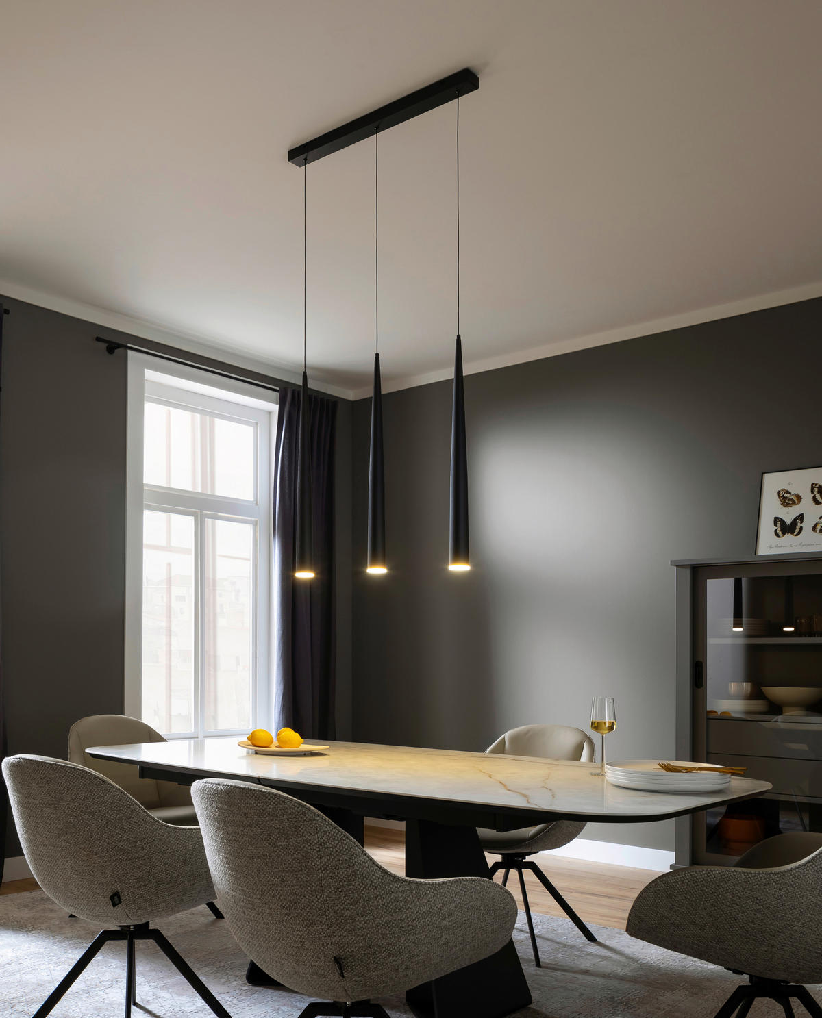 PENDELLEUCHTE Cone 76/6/160 cm  - Sandfarben/Schwarz, Design, Textil/Metall (76/6/160cm) - Schöner Wohnen