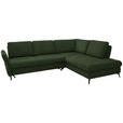 ECKSOFA in Flachgewebe Olivgrün  - Schwarz/Olivgrün, Natur, Textil/Metall (288/233cm) - Valnatura