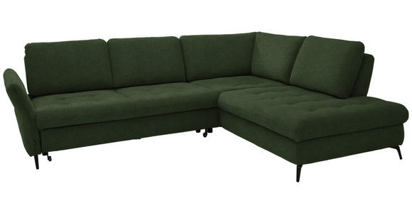 ECKSOFA in Flachgewebe Olivgrün  - Schwarz/Olivgrün, Natur, Textil/Metall (288/233cm) - Valnatura