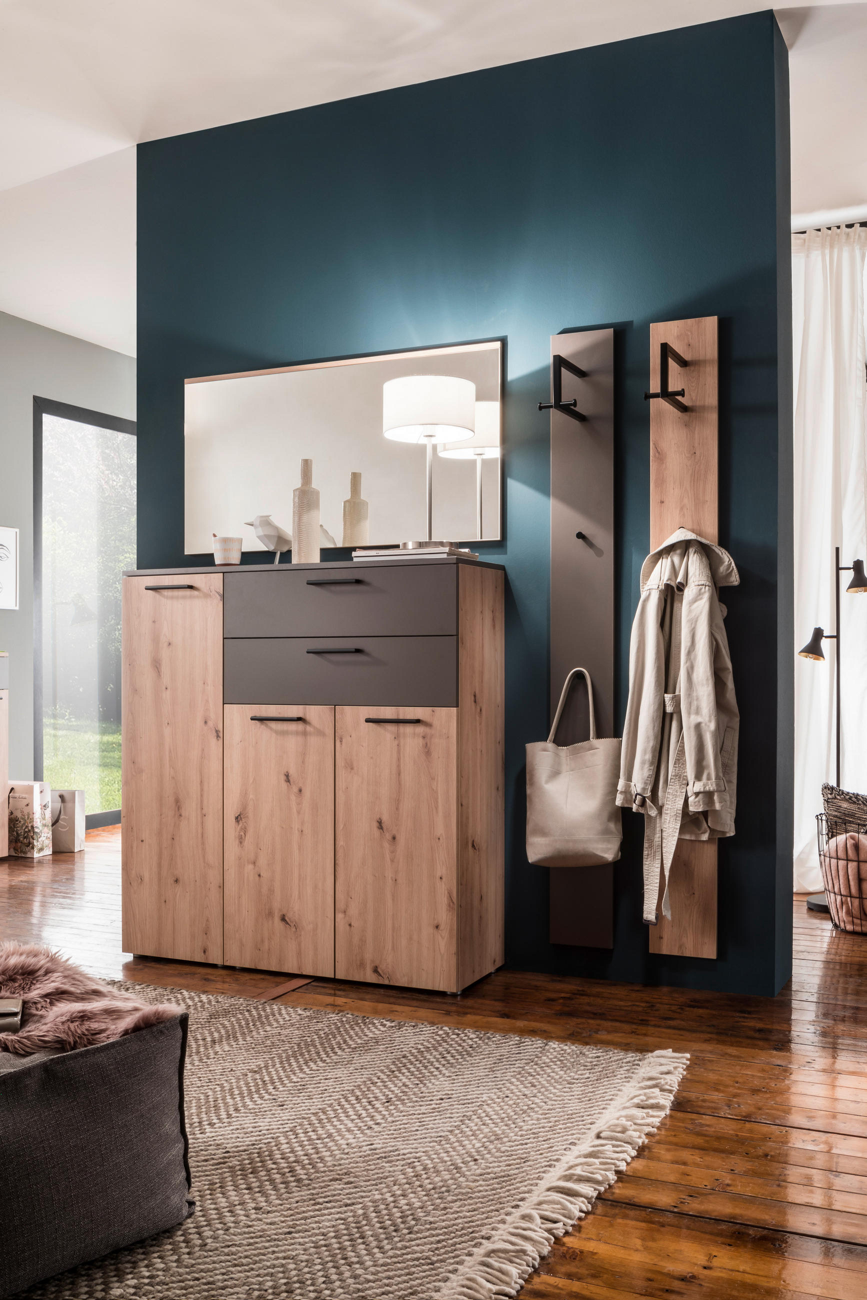 GARDEROBE 4-teilig  in 180/200/38 cm  - Eichefarben/Braun, Konventionell, Holzwerkstoff (180/200/38cm) - Moderano