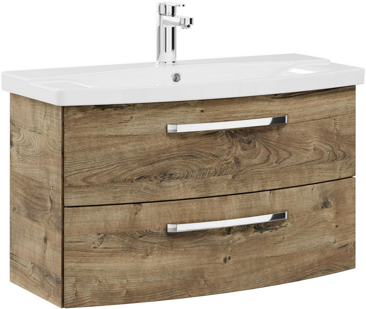 BADEZIMMER 3-teilig  in 84 cm  - Eiche dunkel/Chromfarben, MODERN, Glas/Keramik (84cm) - Sadena