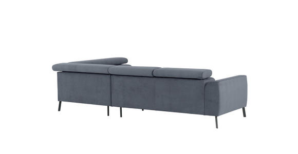 ECKSOFA Graublau Feincord - Graublau/Schwarz, Design, Textil/Metall (280/205cm) - Xora