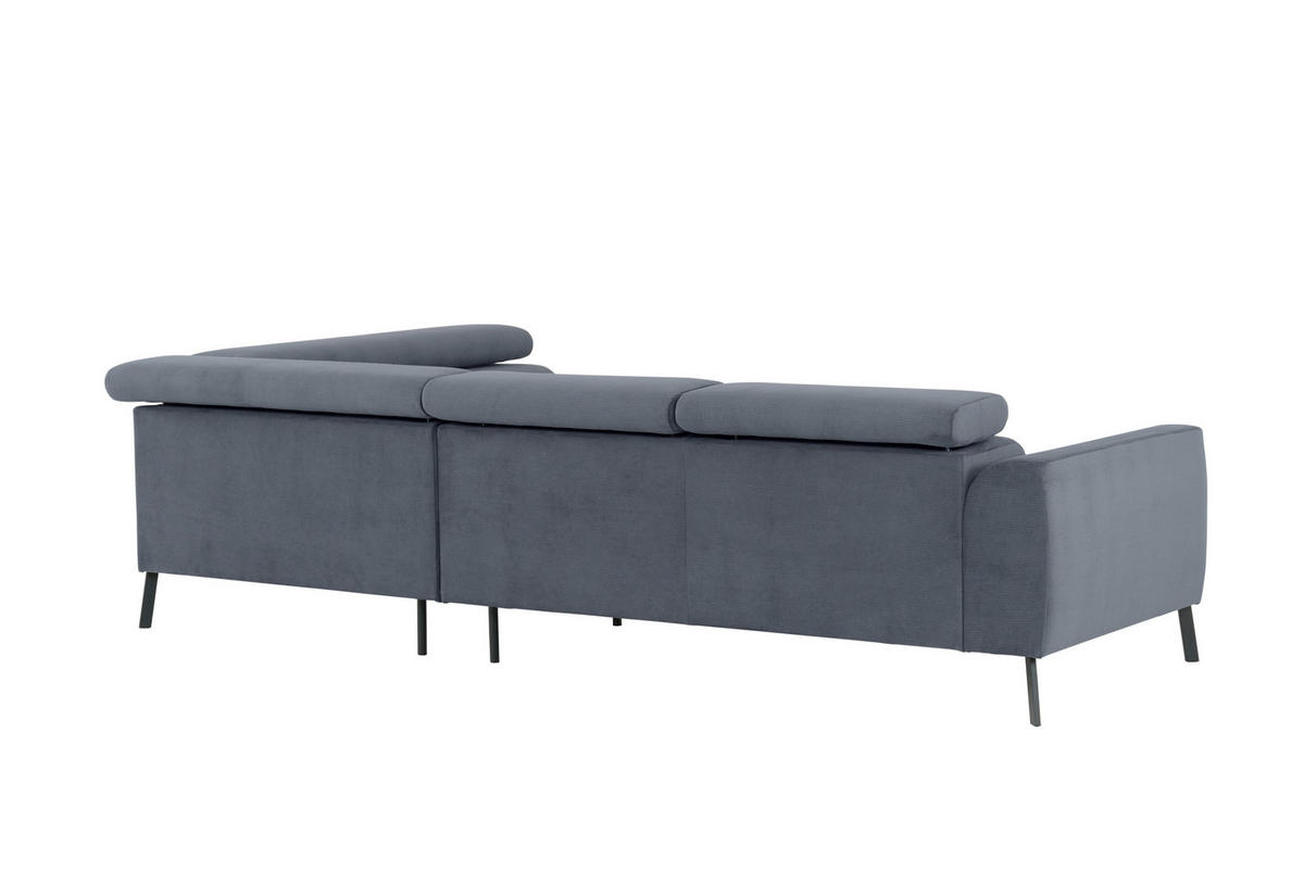 ECKSOFA in Feincord Blaugrau  280/205 cm  - Blaugrau/Schwarz, Design, Textil/Metall (280/205cm) - Xora