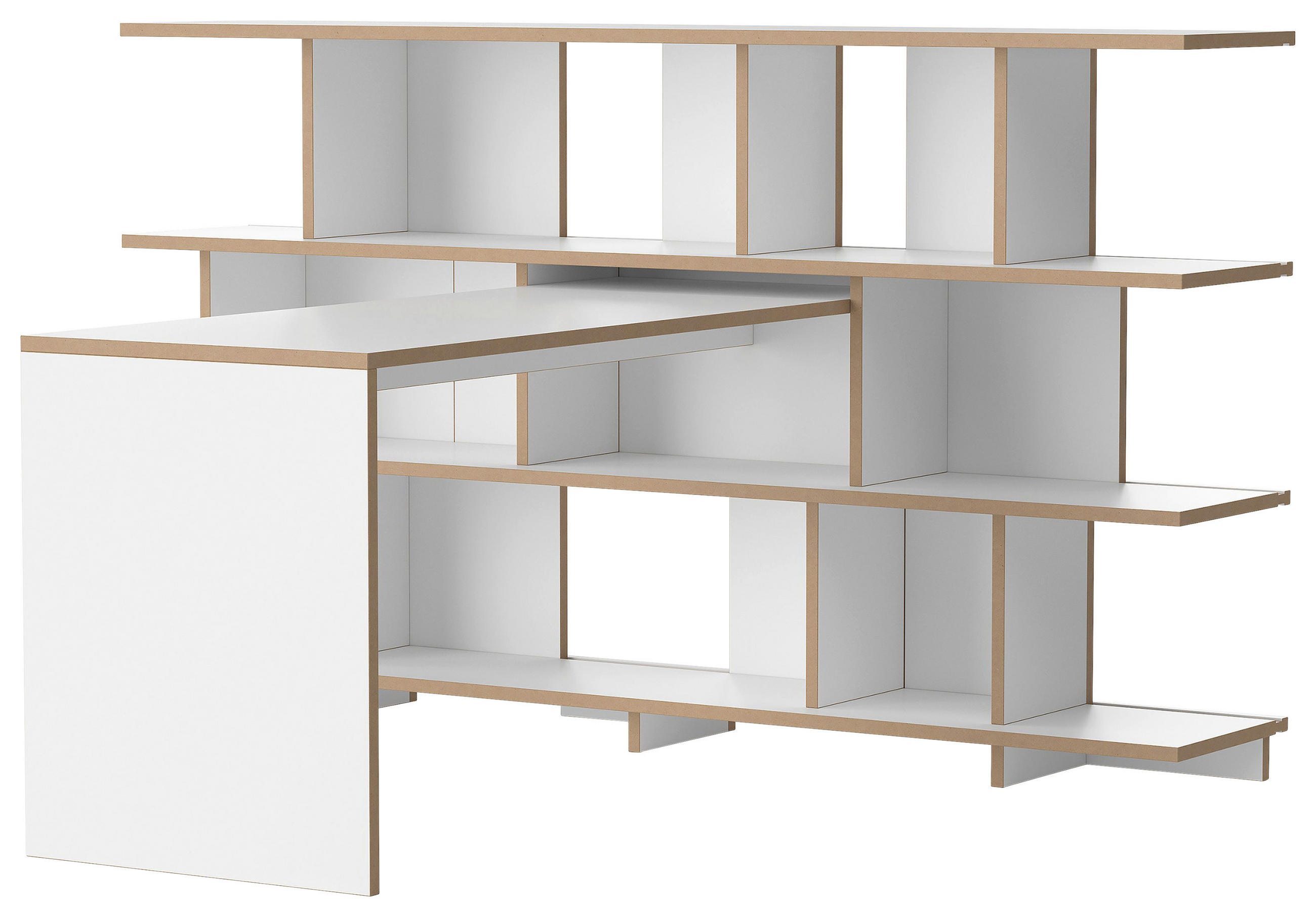 SCHREIBTISCHKOMBINATION Buchefarben, Weiß  - Buchefarben/Weiß, MODERN, Holzwerkstoff (198/157/149cm) - Tojo