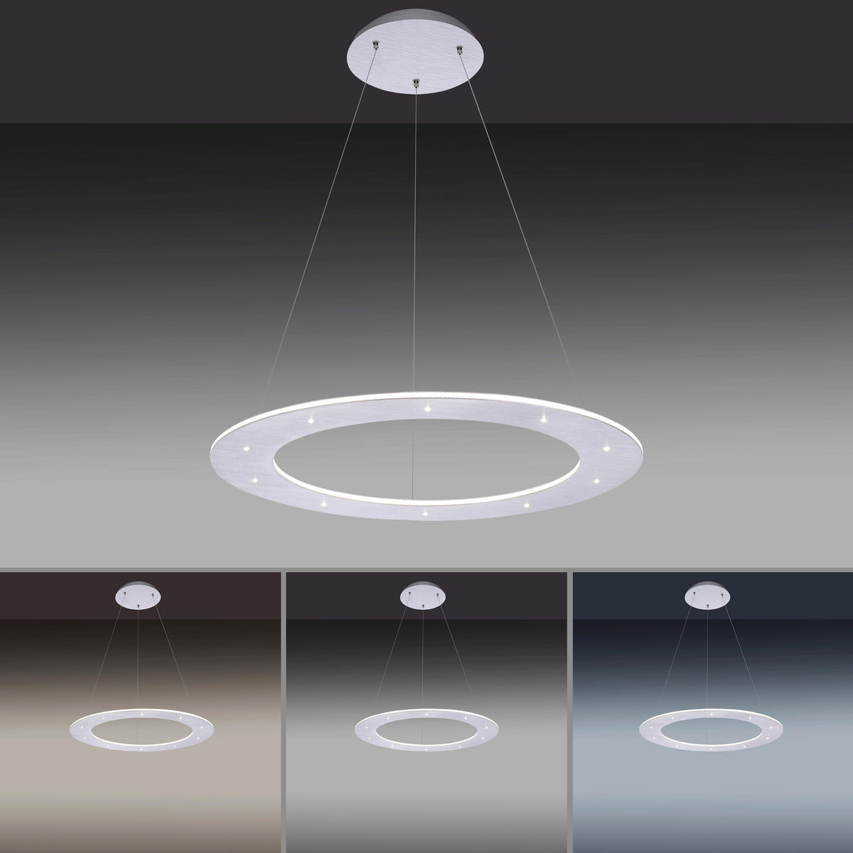 LED-HÄNGELEUCHTE 55/55/200 cm  - Alufarben, Design, Kunststoff/Metall (55/55/200cm) - Neuhaus PURE