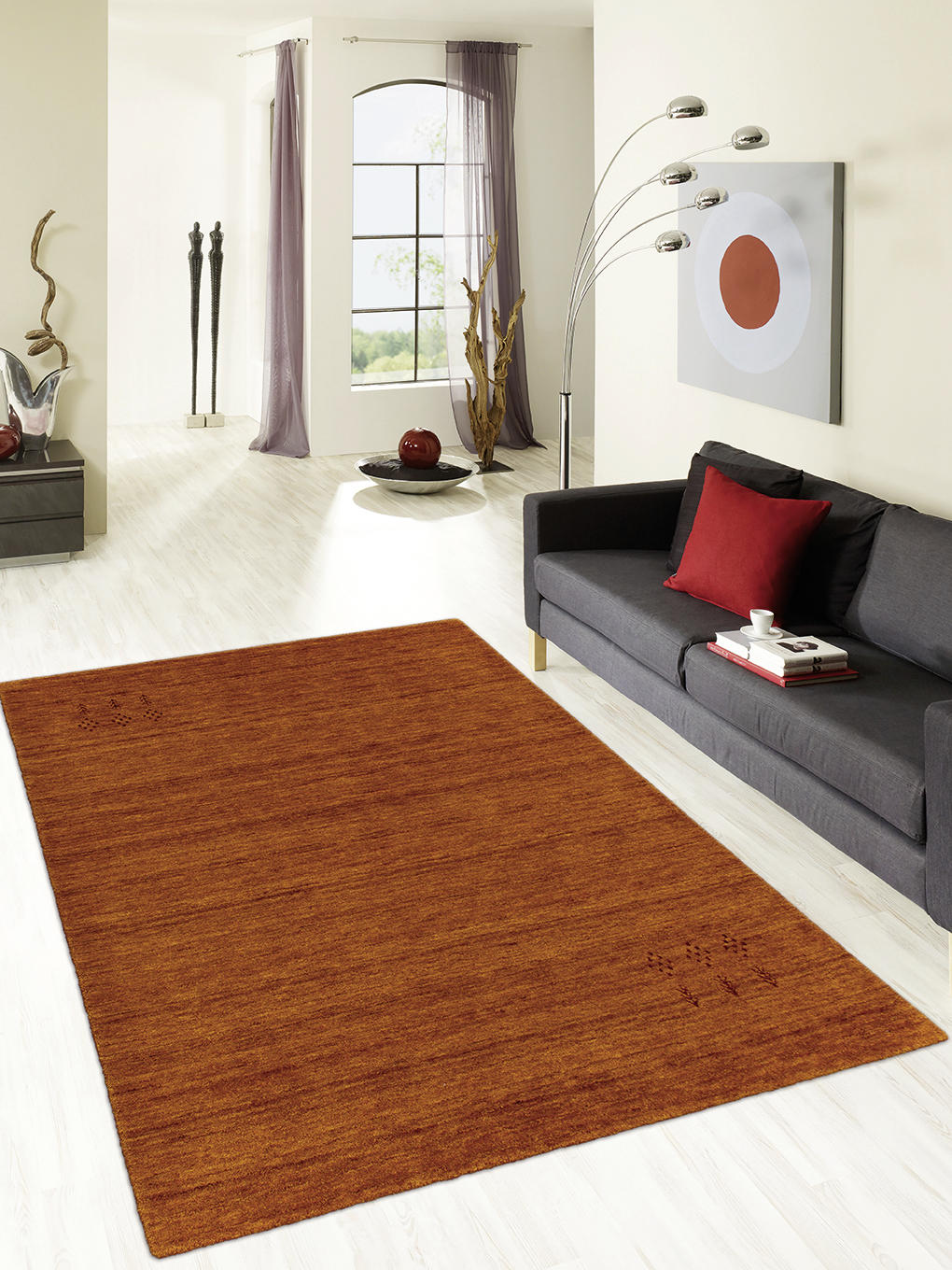 WOLLTEPPICH 60/90 cm Katalog 01/2021 Indien Orange, Hellrot, Kupferfarben, Dunkelorange - Hellrot/Dunkelorange, Basics, Textil (60/90cm) - Cazaris