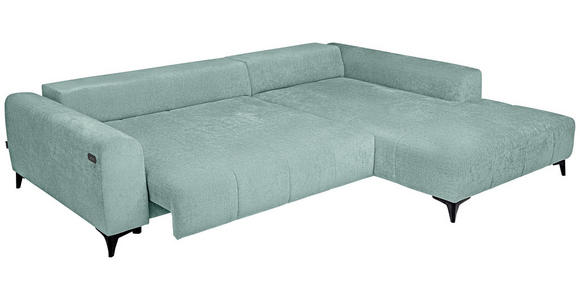 ECKSOFA  in Chenille Hellblau  279/222 cm  - Schwarz/Hellblau, KONVENTIONELL, Kunststoff/Textil (279/222cm) - Hom`in