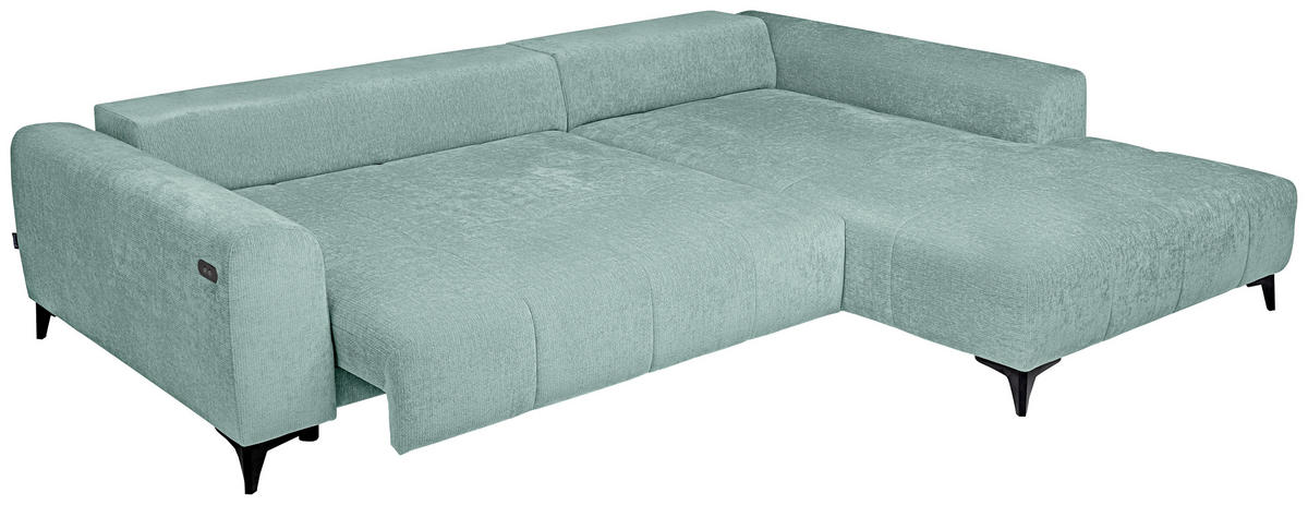 ECKSOFA Hellblau Chenille  - Schwarz/Hellblau, KONVENTIONELL, Kunststoff/Textil (279/222cm) - Hom`in