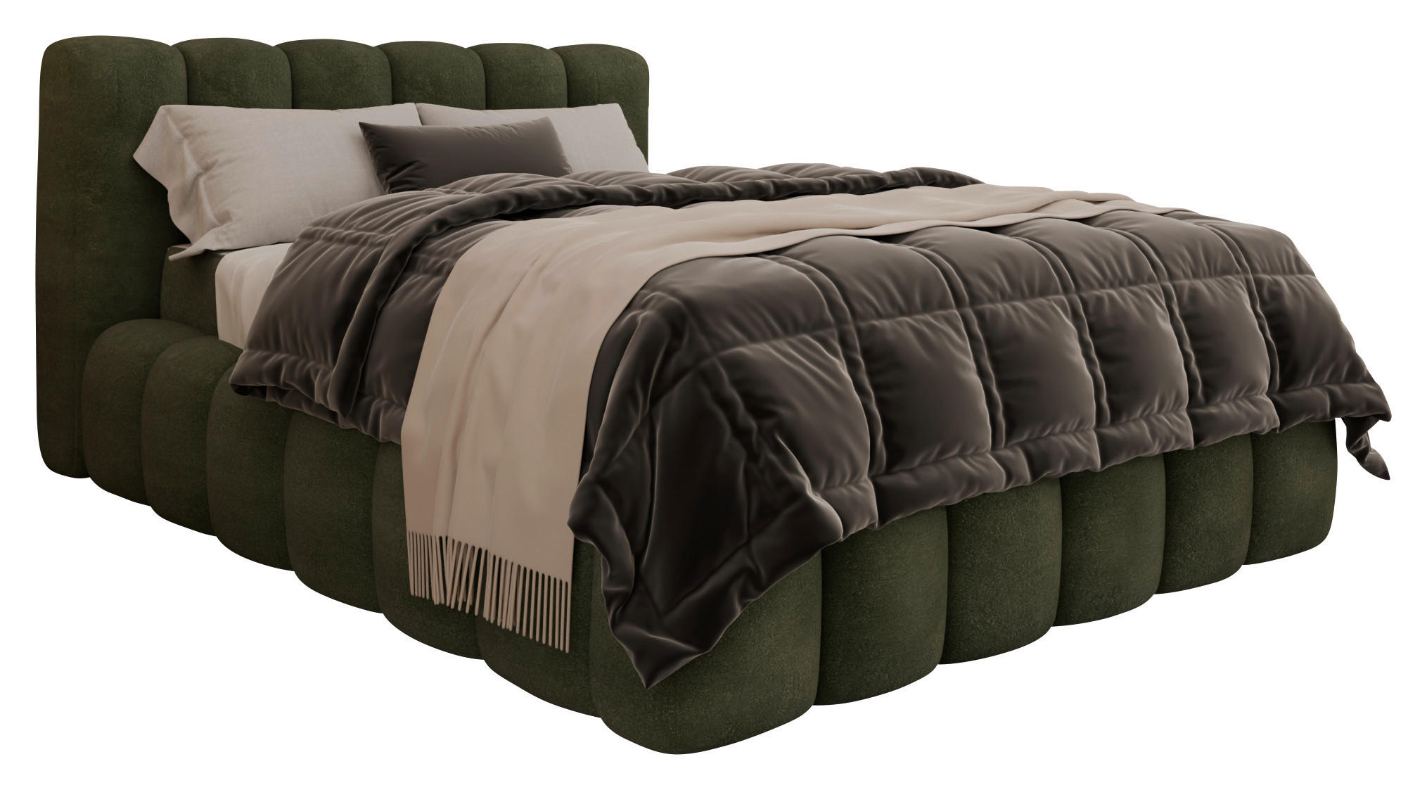 POLSTERBETT Bettkasten 140/200 cm  in Olivgrün  - Schwarz/Olivgrün, Trend, Kunststoff/Textil (140/200cm) - Esposa
