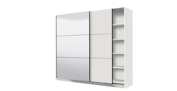 SCHWEBETÜRENSCHRANK 217/210/62,5 cm 2-türig Weiß  - Schwarz/Weiß, Basics, Glas/Holzwerkstoff (217/210/62,5cm) - Xora