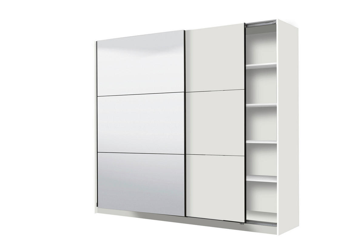 SCHWEBETÜRENSCHRANK 217/210/62,5 cm 2-türig Weiß  - Schwarz/Weiß, Basics, Glas/Holzwerkstoff (217/210/62,5cm) - Xora