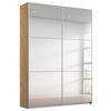 SCHWEBETÜRENSCHRANK 131/210/59 cm 2-türig Silberfarben, Eiche Artisan  - Silberfarben/Alufarben, MODERN, Glas/Holzwerkstoff (131/210/59cm) - Rauch Möbel