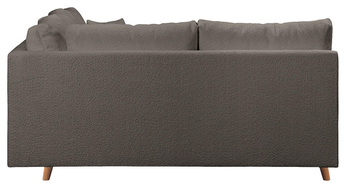 ECKSOFA inkl. Hocker Ariella in Bouclé Dunkelgrau  161/231 cm  - Dunkelgrau/Naturfarben, Design, Holz/Textil (161/231cm) - Livetastic