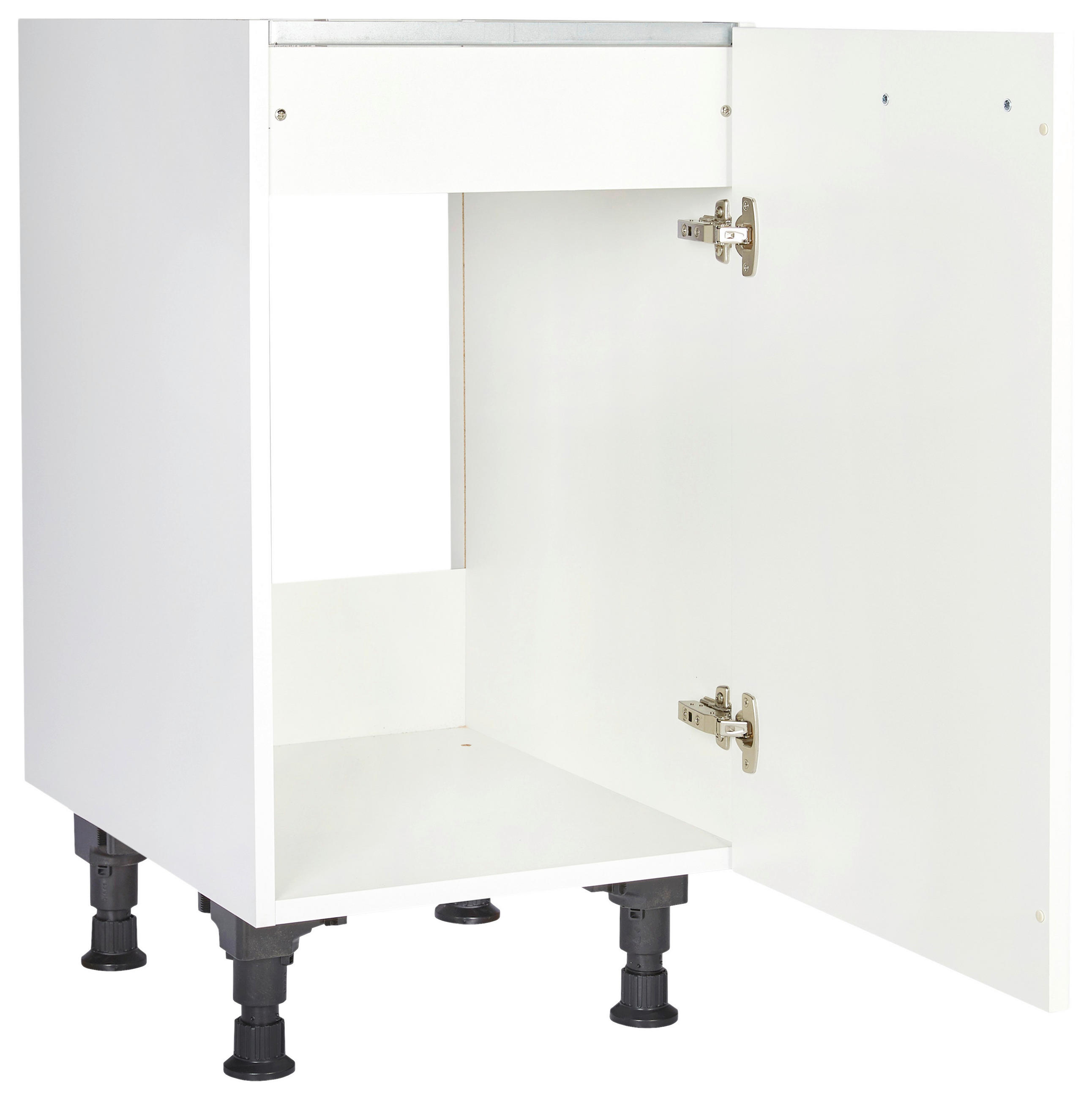 SPÜLENUNTERSCHRANK 45/87/56 cm  in Weiß  - Edelstahlfarben/Weiß, MODERN, Holzwerkstoff/Metall (45/87/56cm) - Nobilia