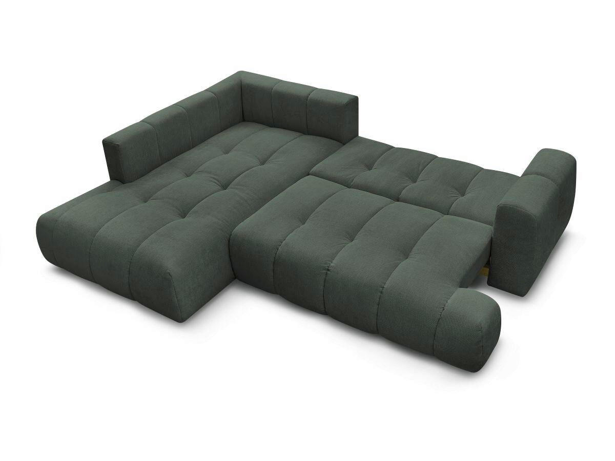 ECKSCHLAFSOFA FUJI Leinenoptik Grün  inkl.  - Schwarz/Grün, MODERN, Kunststoff/Textil (204/282cm)