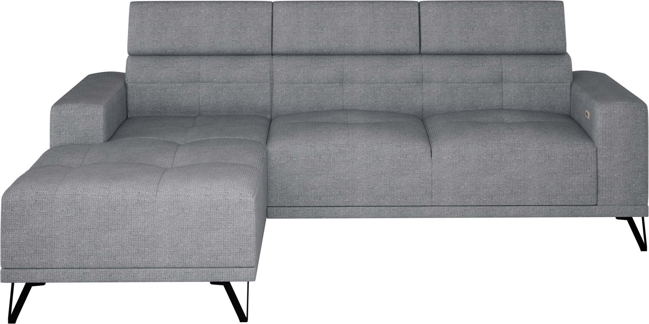 ECKSOFA Grau Chenille  - Schwarz/Grau, KONVENTIONELL, Textil/Metall (178/264cm) - Hom`in