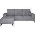 ECKSOFA Grau Chenille  - Schwarz/Grau, KONVENTIONELL, Textil/Metall (178/264cm) - Hom`in