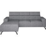 ECKSOFA Grau Chenille  - Schwarz/Grau, KONVENTIONELL, Textil/Metall (178/264cm) - Hom`in