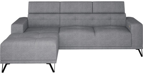 ECKSOFA Grau Chenille - Schwarz/Grau, KONVENTIONELL, Textil/Metall (178/264cm) - Hom`in
