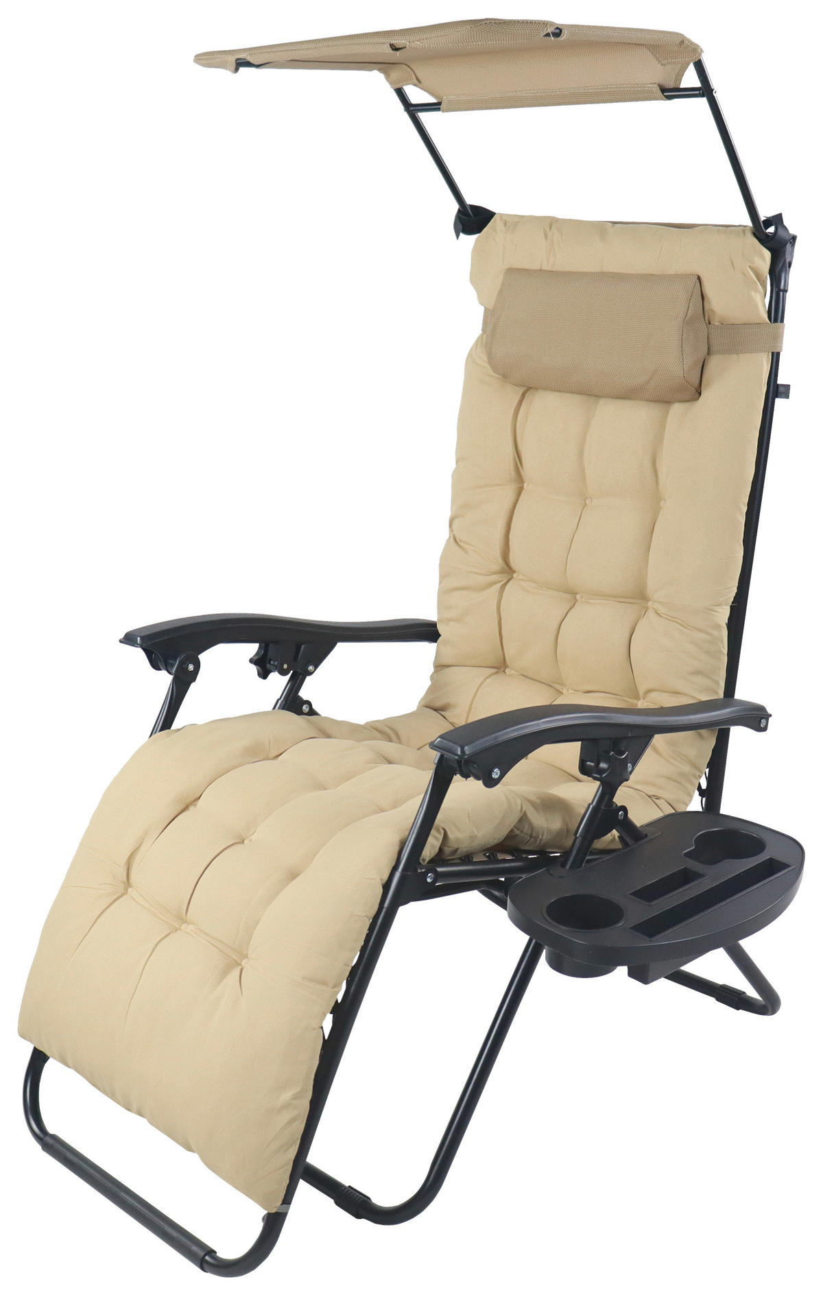 GARTENLIEGE 64/133/91 cm  - Beige, MODERN, Textil/Metall (64/133/91cm) - Gardenson