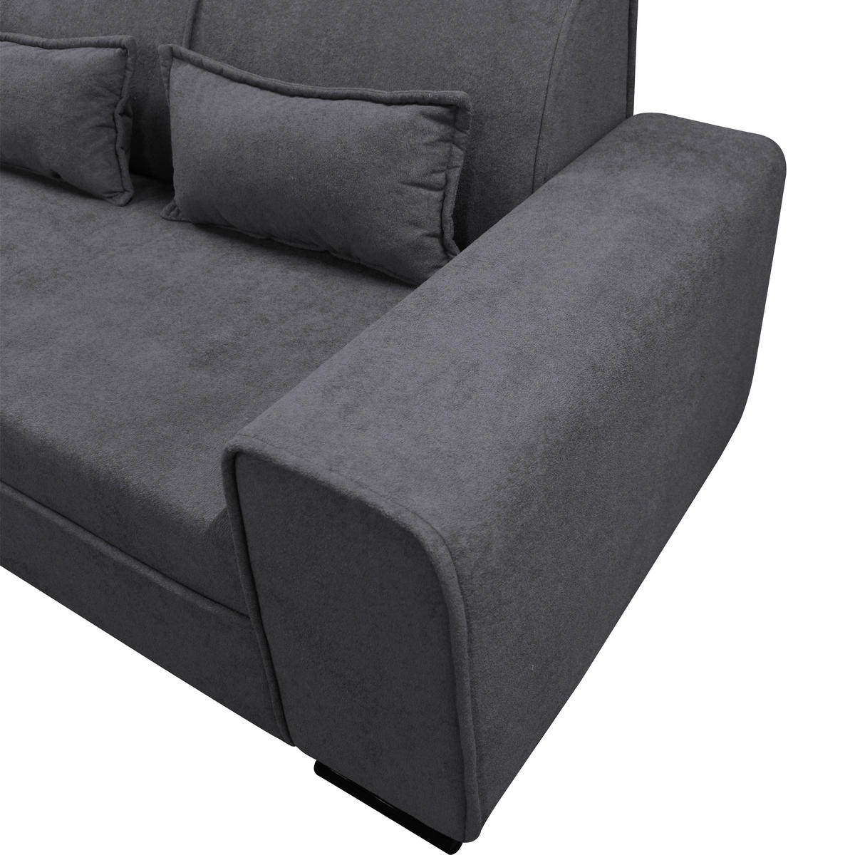 ECKSOFA in Struktur, Bouclé Dunkelgrau  - Dunkelgrau/Schwarz, Design, Kunststoff/Textil (175/270cm) - MID.YOU