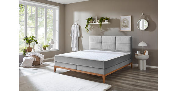 BOXSPRINGBETT 180/200 cm  in Hellgrau  - Eichefarben/Hellgrau, KONVENTIONELL, Holz/Textil (180/200cm) - Carryhome