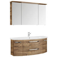 BADEZIMMER 3-teilig  in 120,5 cm  - Eiche dunkel/Chromfarben, MODERN, Glas/Keramik (120,5cm) - Sadena
