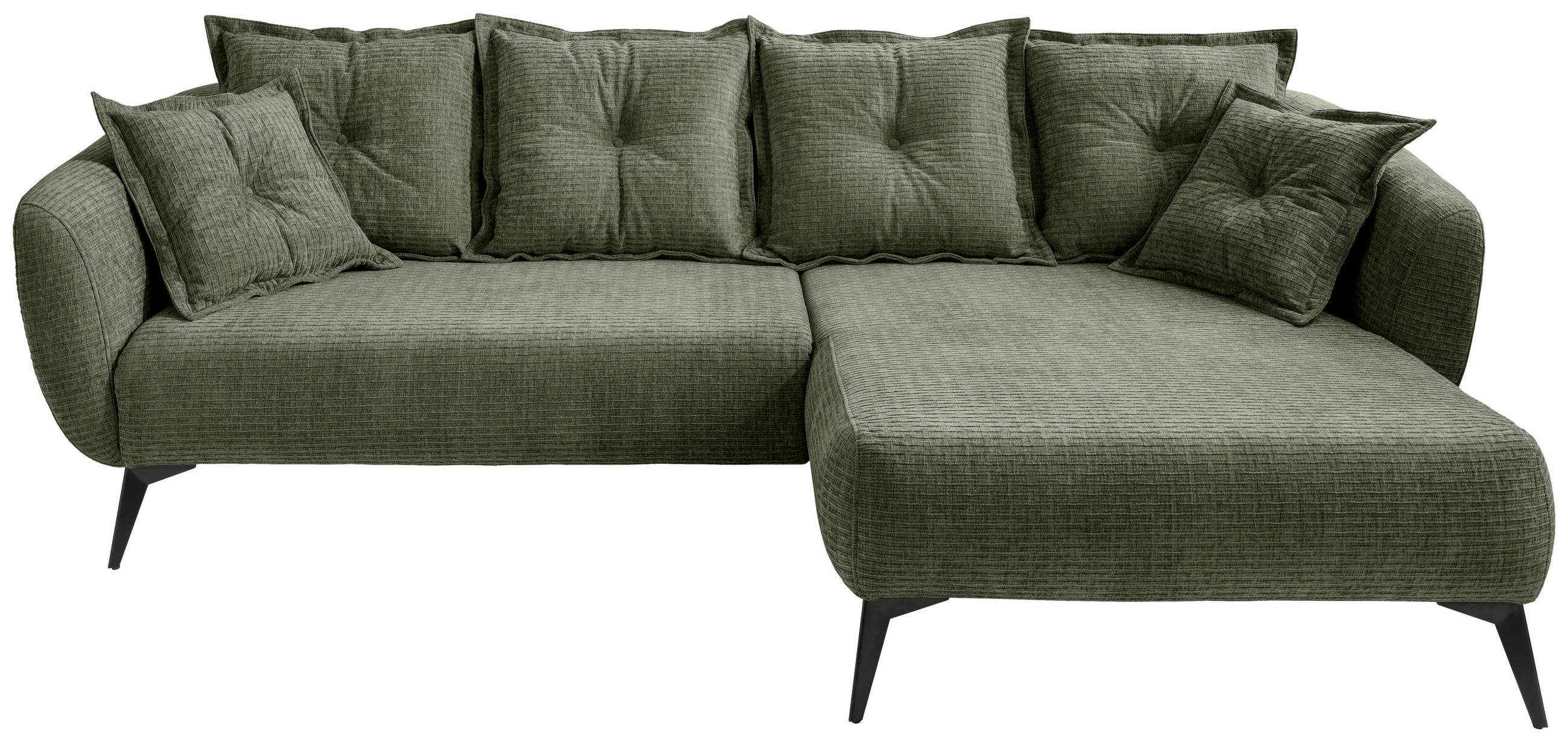 ECKSOFA in Mikrofaser Olivgrün  - Schwarz/Olivgrün, Modern, Textil/Metall (277/162cm) - Livetastic