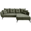 ECKSOFA in Mikrofaser Olivgrün  - Schwarz/Olivgrün, Modern, Textil/Metall (277/162cm) - Livetastic