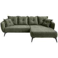 ECKSOFA in Mikrofaser Olivgrün  - Schwarz/Olivgrün, Modern, Textil/Metall (277/162cm) - Livetastic