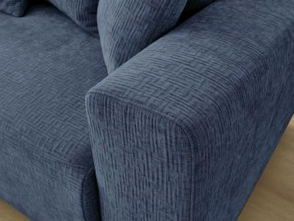 ECKSOFA Ottomane links  ATILLA Dunkelblau Struktur  - Schwarz/Dunkelblau, MODERN, Kunststoff/Textil (149/244cm)