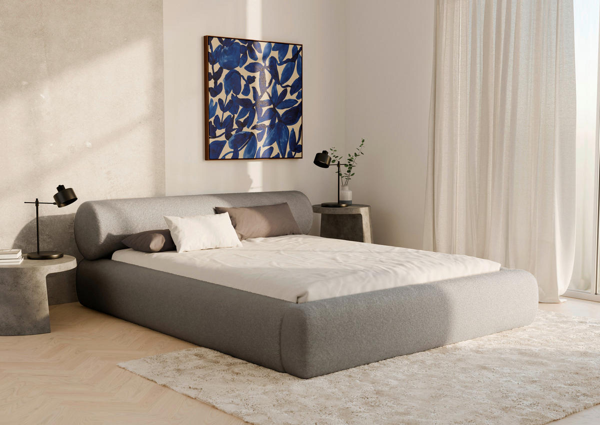 POLSTERBETT 160/200 cm,  in Dunkelgrau, Lattenrost, Bettkasten,  - Dunkelgrau/Schwarz, Design, Holz/Textil (160/200cm) - Chameo