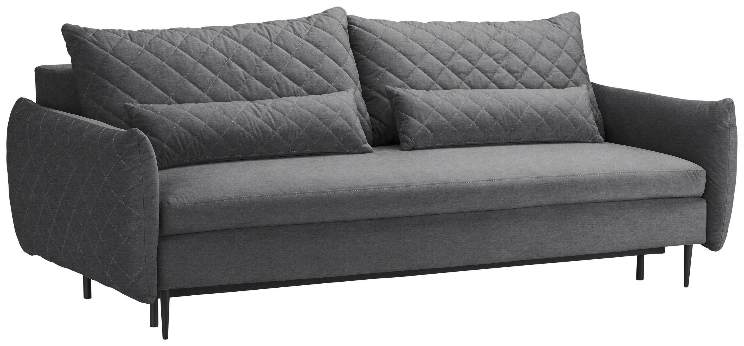 BÄDDSOFFA i mikrofiber antracit  - ljusgrå/svart, Modern, metall/textil (224/85/105cm) - Best Price