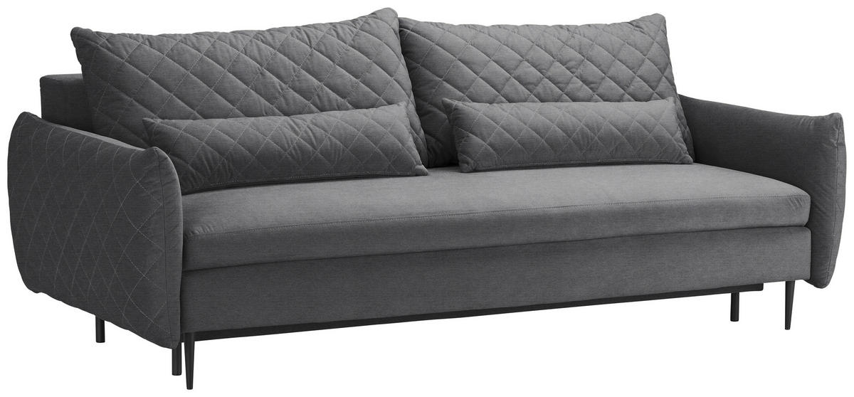 BÄDDSOFFA i mikrofiber antracit  - ljusgrå/svart, Modern, metall/textil (224/85/105cm) - Best Price