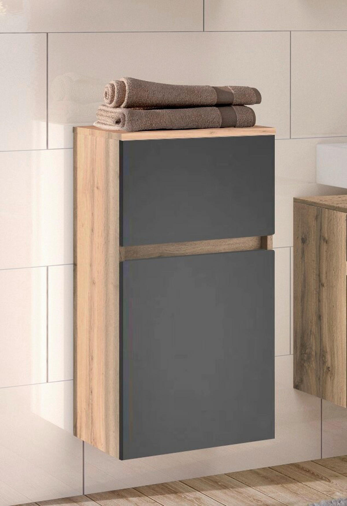 UNTERSCHRANK 40/79/35 cm   - Eiche Wotan/Silberfarben, Design, Holzwerkstoff/Kunststoff (40/79/35cm) - Held