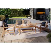 LOUNGEGARNITUR Teakholz Hartholz  - Beige/Naturfarben, Natur, Holz/Textil (138/73/71cm) - Ambia Garden